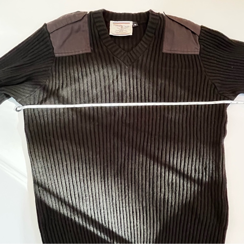 Men's Flying Cross V-Neck Uniform Sweater in Black Size XL - Picture 7 of 7
